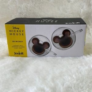 Disney Mickey Mouse 3D espresso glass cups 5.4 Set of two New in box by Joyjolt